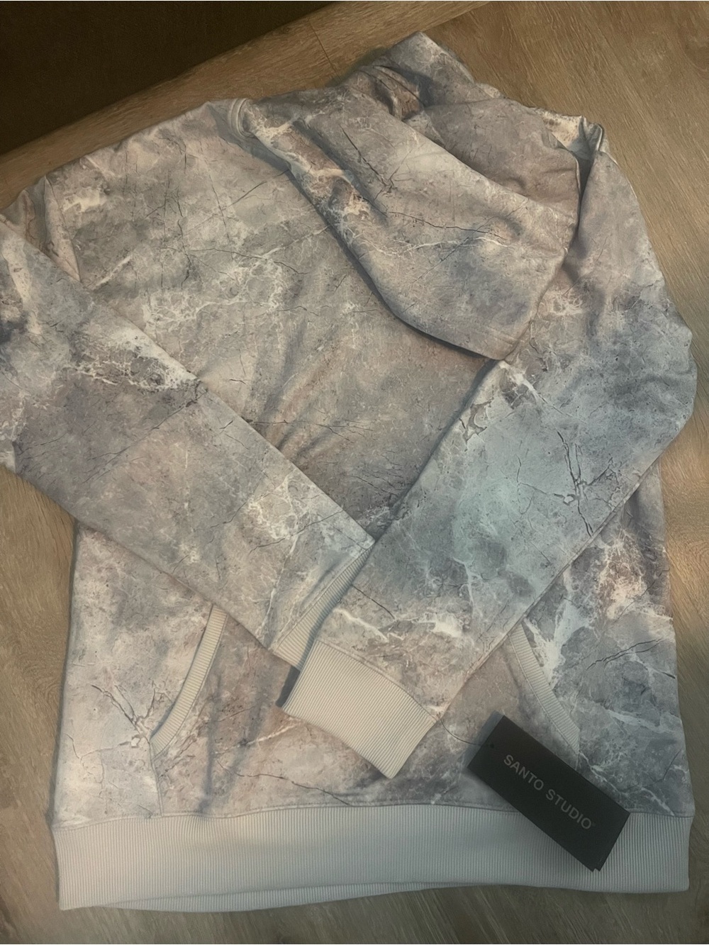 Santo Studio Men’s Stone-Print Hoodie - Light Gray